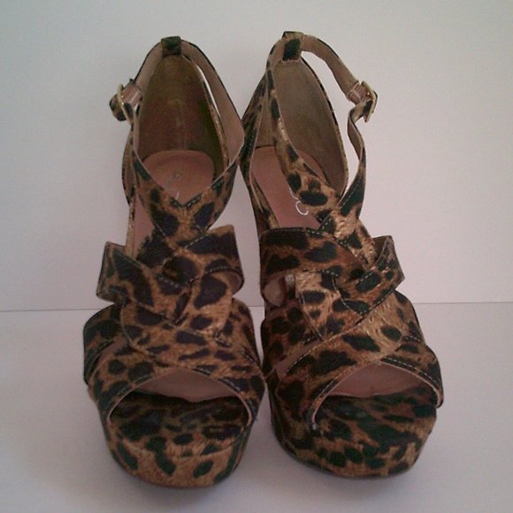 Aldo Sorgatz-24 Leopard Cheetah Print Platform Block Heel Aldo 38 Women's 8 - Picture 2 of 8